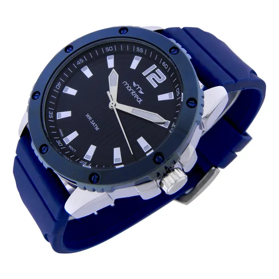 Reloj Montreal Hombre Ml1657 Agujas Luminosas Malla Silicona