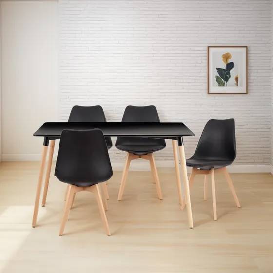 Juego Comedor - Mesa Eames + 4 Sillas Acolchonas Tulip