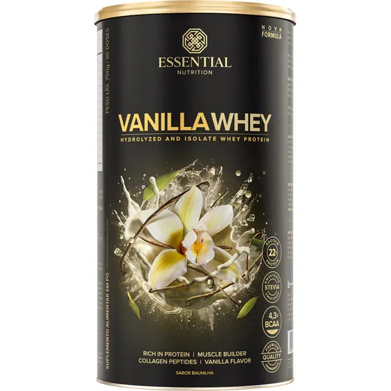 Vanilla Whey 900g Essential Nutrition - Whey Protein Isolado