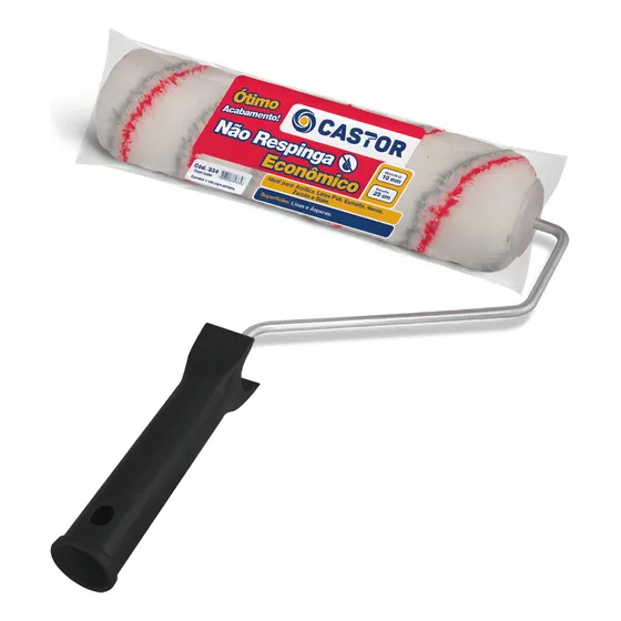 Rolo De Lã Baixa Para Parede 23cm C/ Cabo Ref 334 - Castor