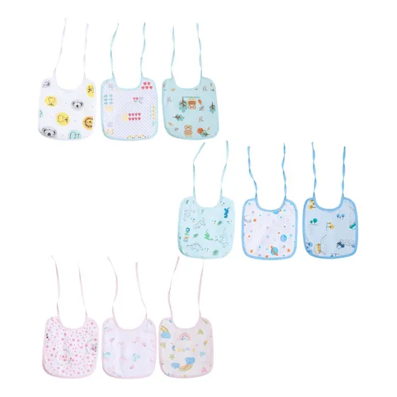 Babador Bebê Impermeável Kit 3 Und 100% Algodão Cor Menino Azul Estampado