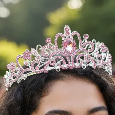 Birthday Crystal Red Rhinestone Tiara Queen Crowns Dance Par