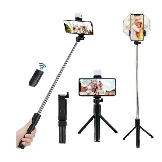 Trípode De Palo Selfie Luz Relleno Control Remoto Bluetooth