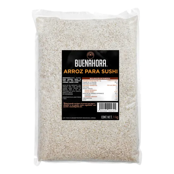 Arroz para Sushi Calrose BUENAHORA 1Kg – Importado Ideal para Restaurantes y Recetas Japonesas como Maki Nigiri Temaki Gohan y Sushi Casero de Calidad Profesional – Rice for Sushi Calrose Imported