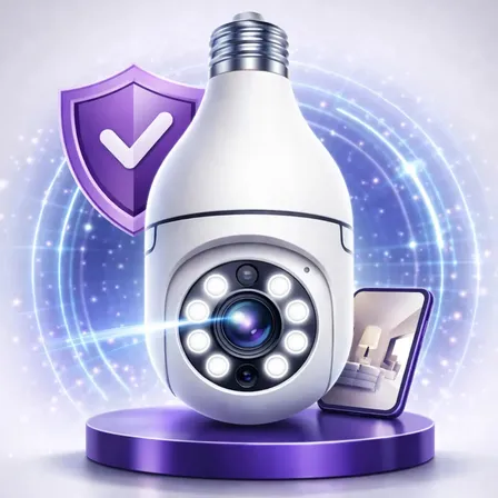 Câmera De Segurança Lâmpada Panorâmica Maxnova Wi-fi 1080p Sensor Movimento 355º Visão Noturna Branco