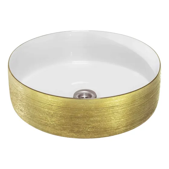 Bacha Redonda De Apoyo Dune Heller White And Gold 36cm