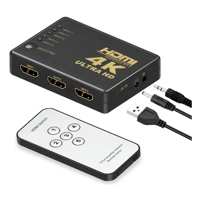 Switch Hdmi 5 A 1 Con Control Remoto - Ultra Hd 4k 3d
