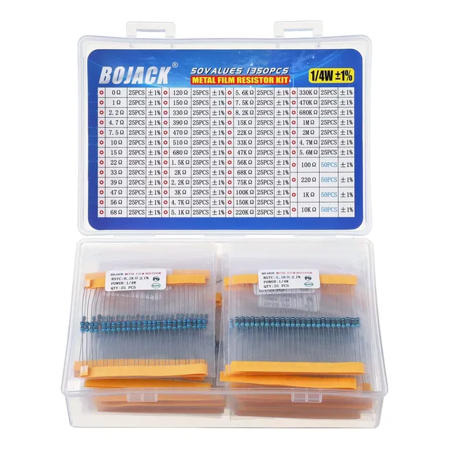 Bojack 50 Valores 1350 Piezas Kit De Resistencias 0 Ohm-5...