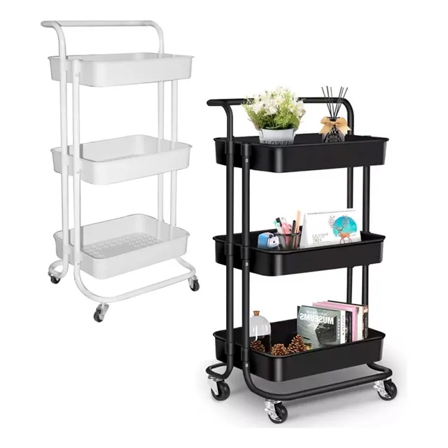 Carrito Organizador 3 Niveles Con Ruedas Carro Metal Multif
