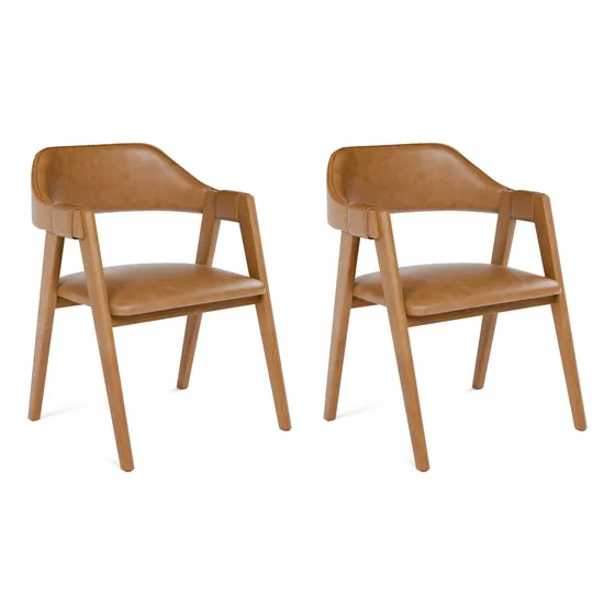 Cadeira de jantar Móveis Zefter Designer Edera estrutura de cor amêndoa y assento caramelo x 2 unidades