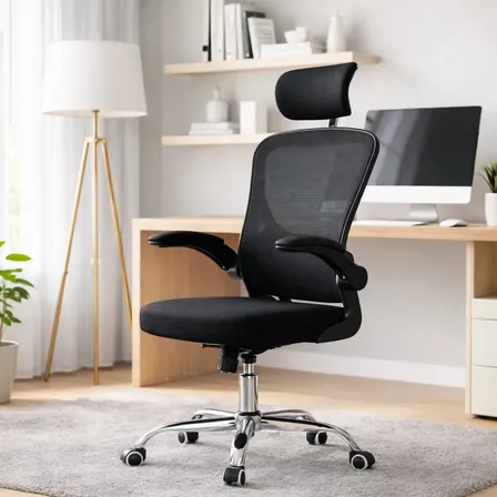 Cadeira De Escritório Ergonômica Giratória Bari Tela Mesh Preto Espuma