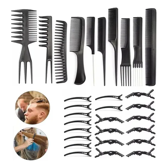 30kit Peluquería Peine Conjunto Profesional Peluquerí Y Clip Negro