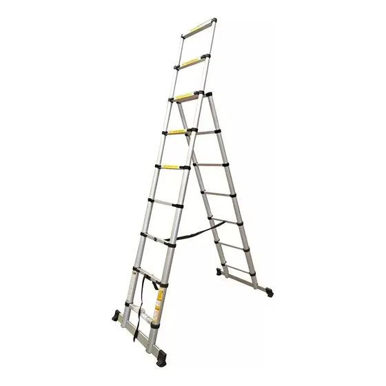 Escalera De Aluminio Telescópica Pintor 8 + 6 Escalones