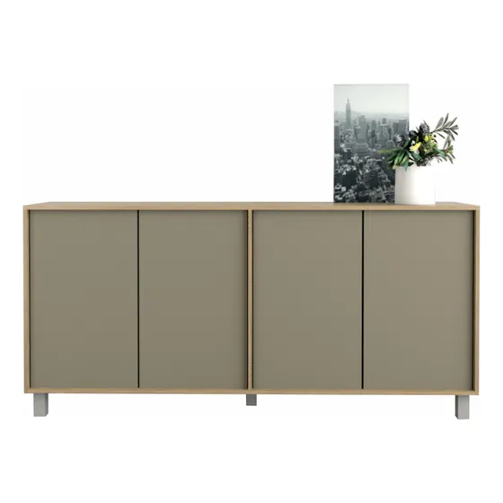 Mueble Bahiut Vajillero 4 Puertas Sistema Push 180 Cm Living Color Olmo Gris