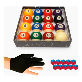 Bolas De Billar De Pool + 1 Guante + 10 Tizas Triangle Chalk Bolas De Billar De Pool + 1 Guante + 10 Tizas Triangle Chalk