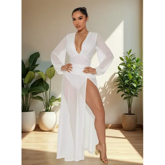 Vestido Largo Blanco Mujer