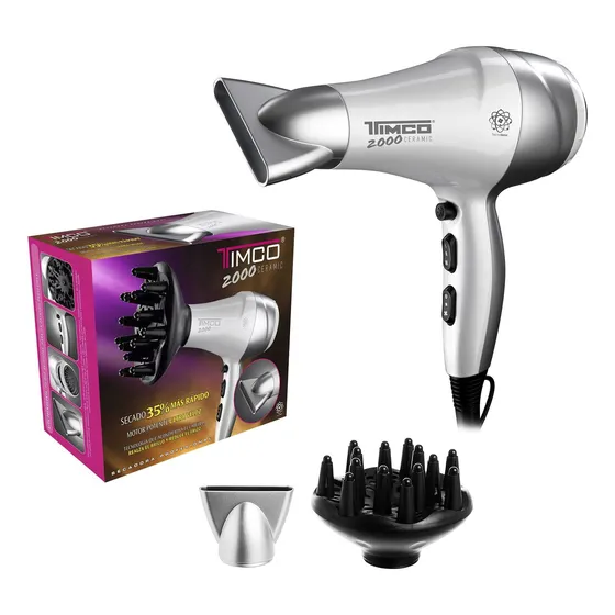 Secadora De Cabello Tecnología Ceramic Iones Incluye Boquilla Y Difusor Timco Sin-2000