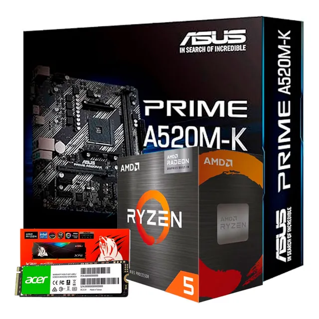 Kit Gamer Amd Ryzen 5 5600gt + Mother A520m + 8gb + 1tb Ssd