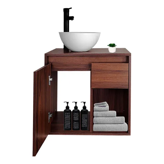 Gabinete Flotante Para Baño Decomobil Con Monomando Y Ovalín Cantidad De Agujeros Para Llave Un Agujero Lavabo Blanco Mueble Parota