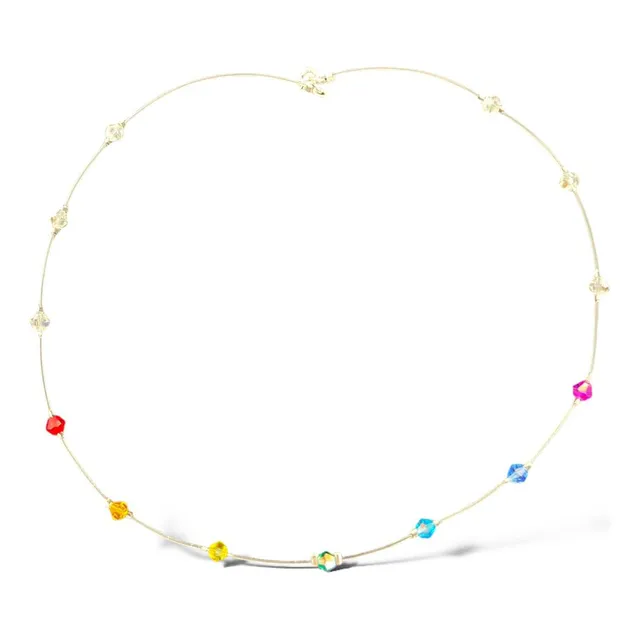 Collar Tanza Cristal Y Plata 7 Chakras Colores