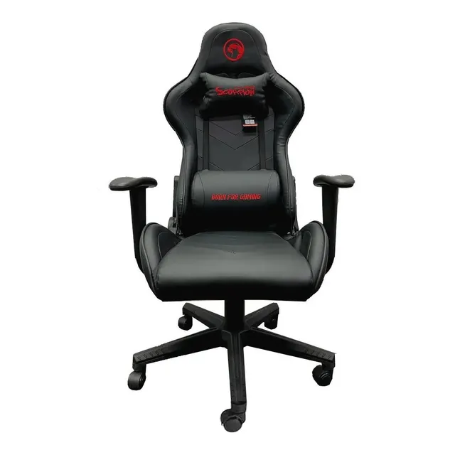 Silla de escritorio Marvo CH-106 gamer ergonómica negra con tapizado de cuero sintético