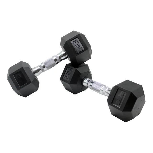 2 Mancuernas 20 Lb 9.07 Kg C/u Kit Set Pesas Hexagonales Pro Color Negro