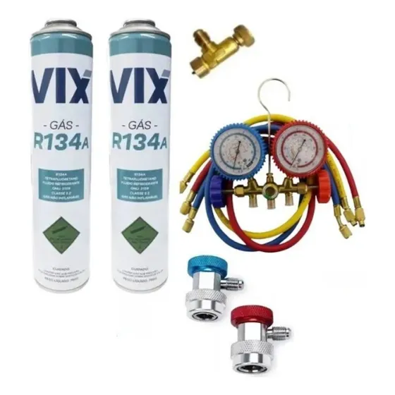 Manifold Automotivo R134 + Engates + 2 Gás R134a + Válvula