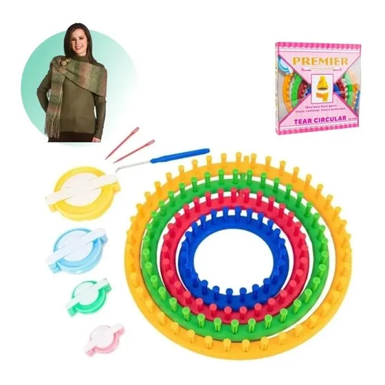 Kit Telar Circular X4 Tamaños + Kit Para Hacer Pompom