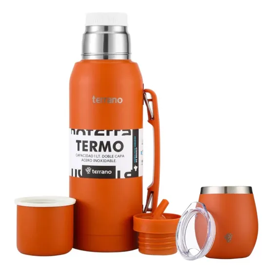 Kit Termo Mate Y Bombilla Terrano Premium 1lt