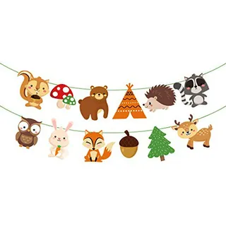 Banner De Animales Del Bosque Compatible Con Fiesta De Cumpl Banner De Animales Del Bosque Compatible Con Fiesta De Cumpl