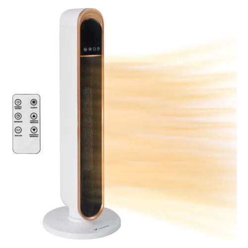 Calefactor Electrico Ceramico De Torre 1500w Control Remoto Color Blanco