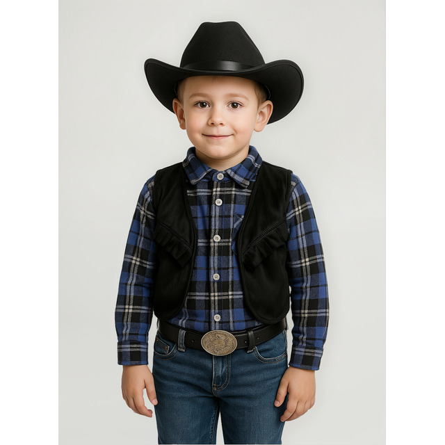 Kit Cowboy Camisa Xadrez + Colete + Chapéu + Cinto Fivela Kit Cowboy Camisa Xadrez + Colete + Chapéu + Cinto Fivela