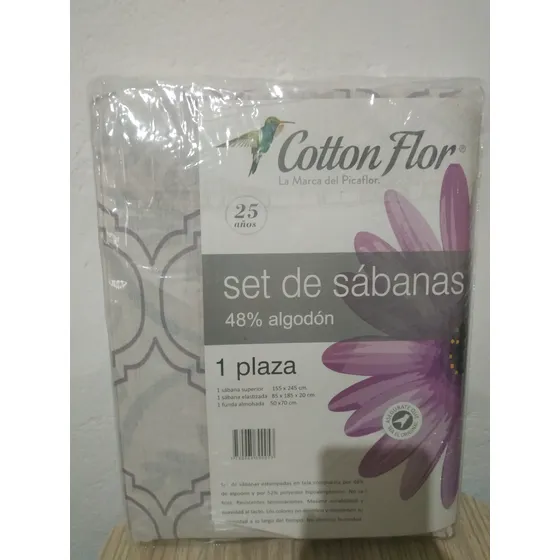 Juego De Sabanas Cotton Flor De1 Plaza Rosa Claro Algodón