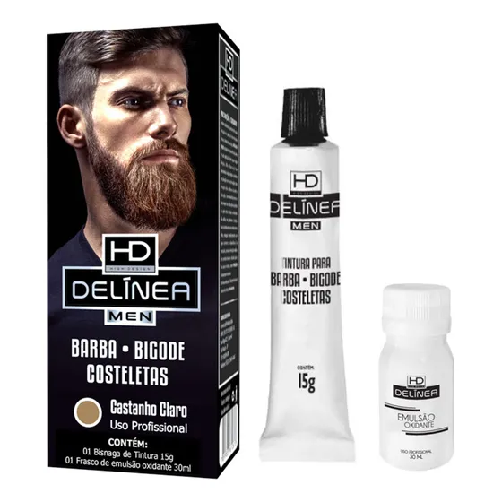 Tinta Para Barba E Bigode Castanho Claro Delínea Men 15g