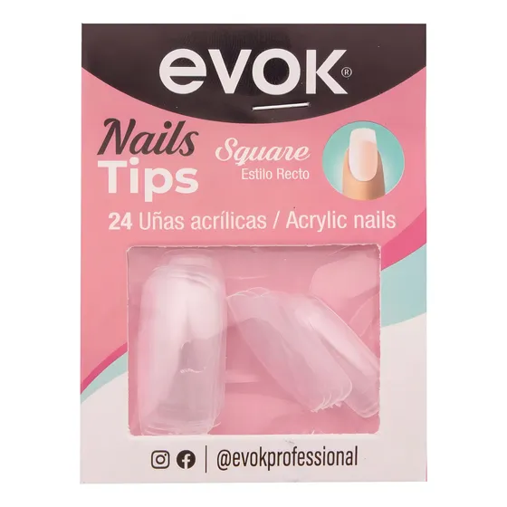 Uñas Postizas Cuadradas Evok 24 Unidades