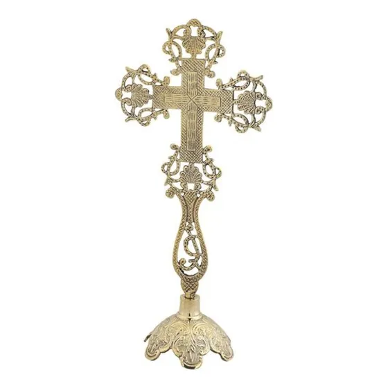 Cruz De Latón De Pie Para Mesa De Altar (9370 B)