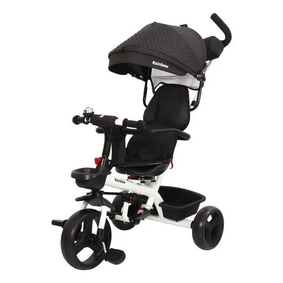 Triciclo Infantil Rainbow Linux Plus Con Manija Direccional Color Negro