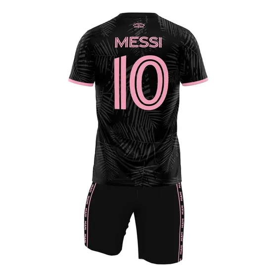 Kit Infantil Uniforme Messi Preta E Rosa Inter