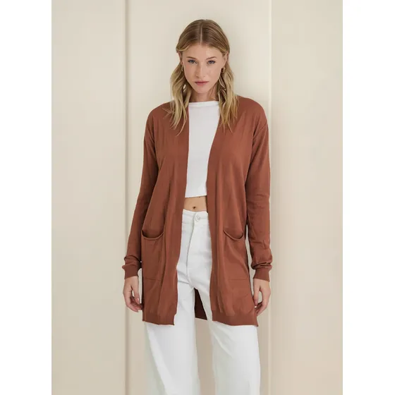 Saco Nano Largo Con Bolsillo Delanteros #sw2412