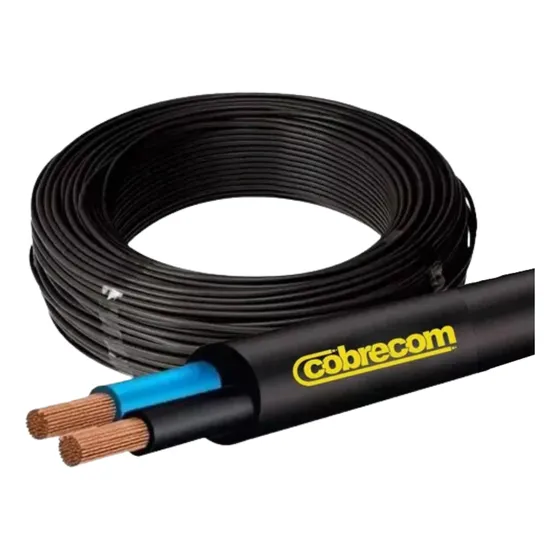 Cabo Fio Pp 2 X 4mm Cobrecom Antichama Preto 20 Metros