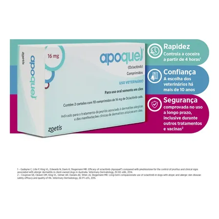 Apoquel Zoetis 16mg 20 Comprimidos Para Coceira E Dermatite Em Cães
