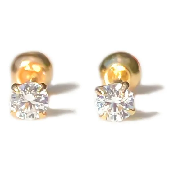 Broqueles Zirconia Mini Bebé Niña 100% Oro Puro 10k Aretes