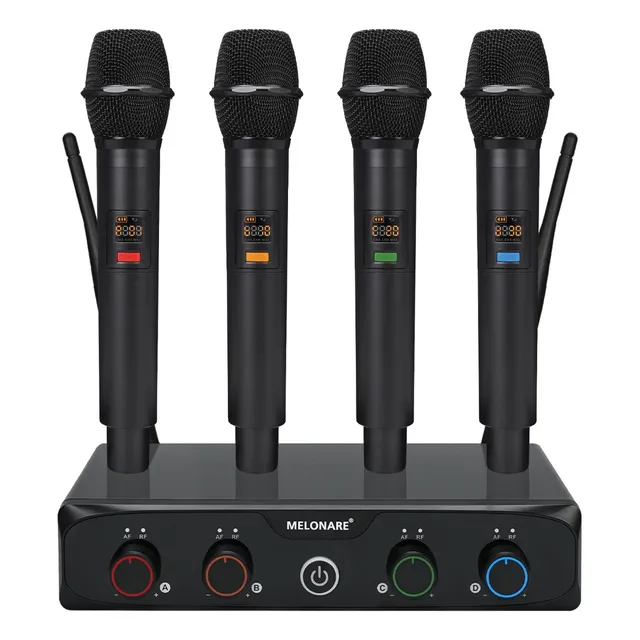 Sistema Micrófonos Inalámbricos Profesional 4 Canales Uhf Dj