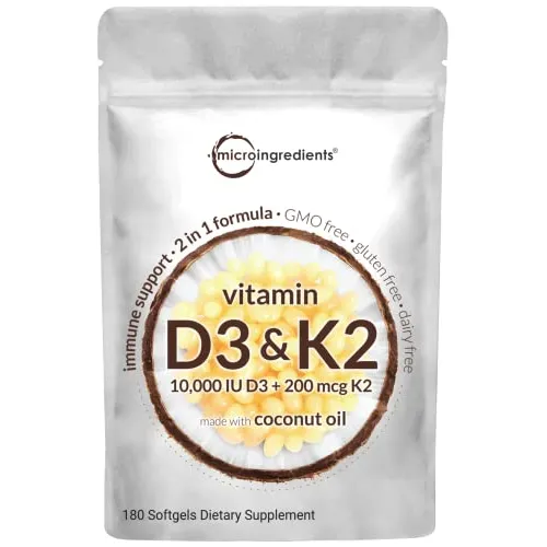 Vitamina D3 10000 Iu Plus K2 (mk-7) 200 Mcg, 180 Ltr6k