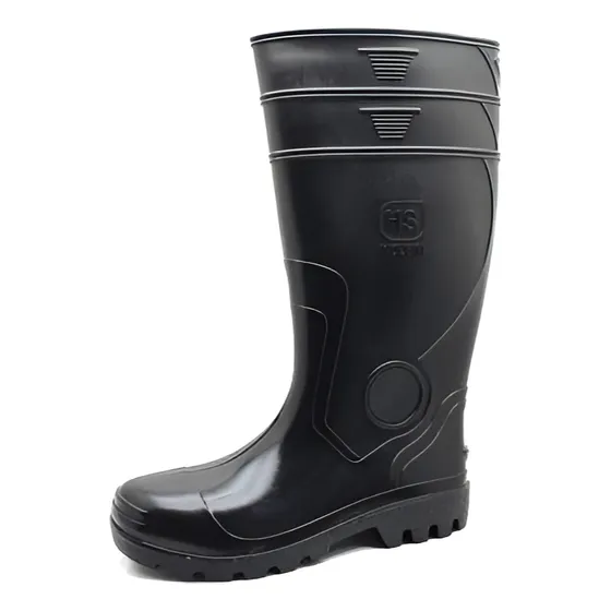 Botas De Goma Pvc Caña Larga Negra Jaspe Alta Calidad 