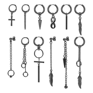Pack 12 Aretes Hombre Con Piercing Pendientes De Acero Pack 12 Aretes Hombre Con Piercing Pendientes De Acero
