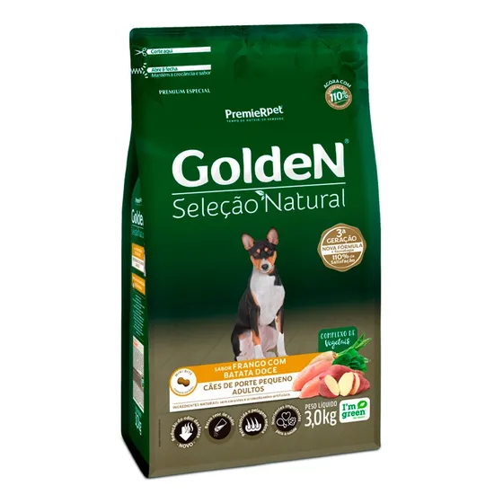 Ração Golden Seleção Natural Mini Cães Pequenos Frango 3kg