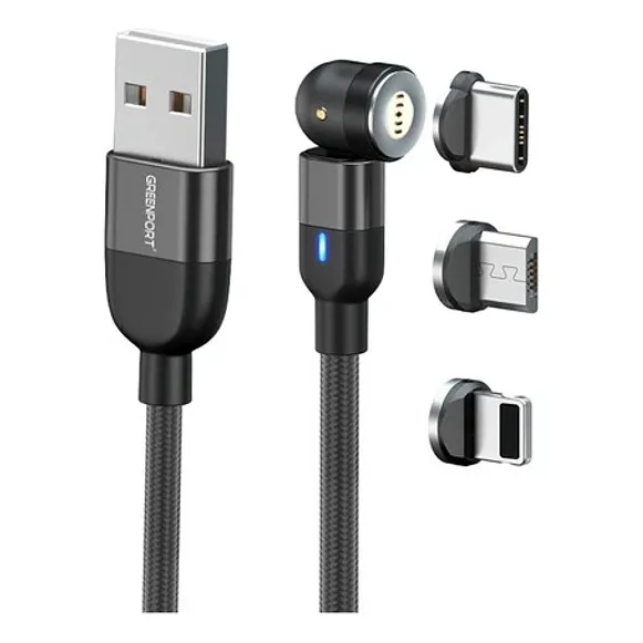 Cable Carga Magnético 3a 360 + 180 Micro Usb + Tipo-c + Ios