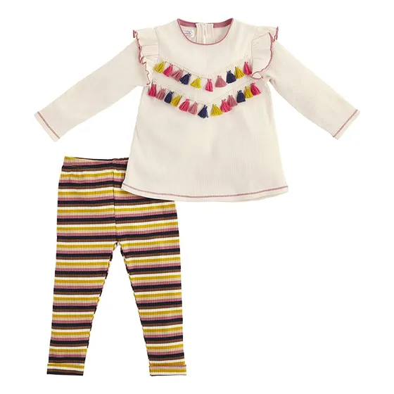 Mud Pie Baby Girl Tassel Túnica Legging Set, Multi, 2 Toddle