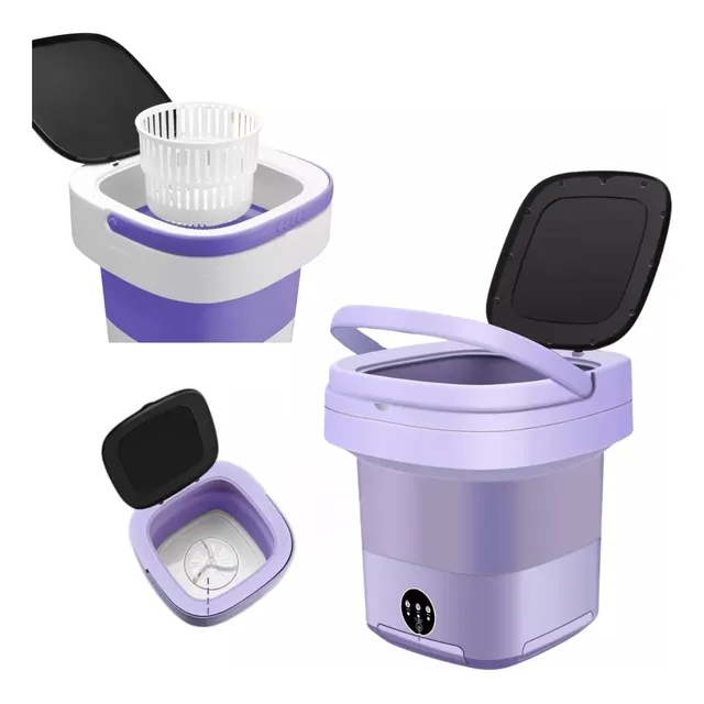 Mini Lavarropas Plegable Portatil, Con Centrifugadora Tactil